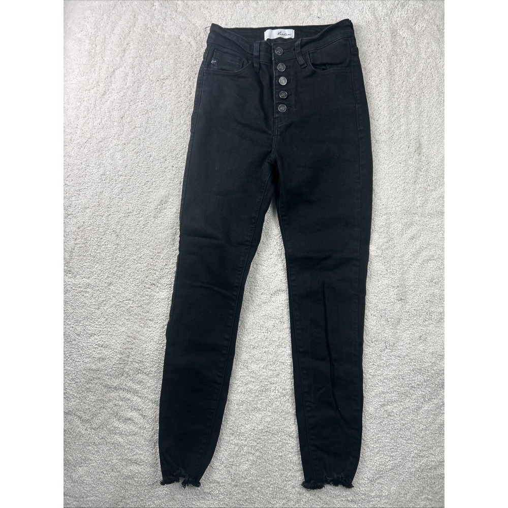Kancan Womens Jeans‎ Skinny Button Fly Blue Denim Mid Rise Dark Wash Stretch 25